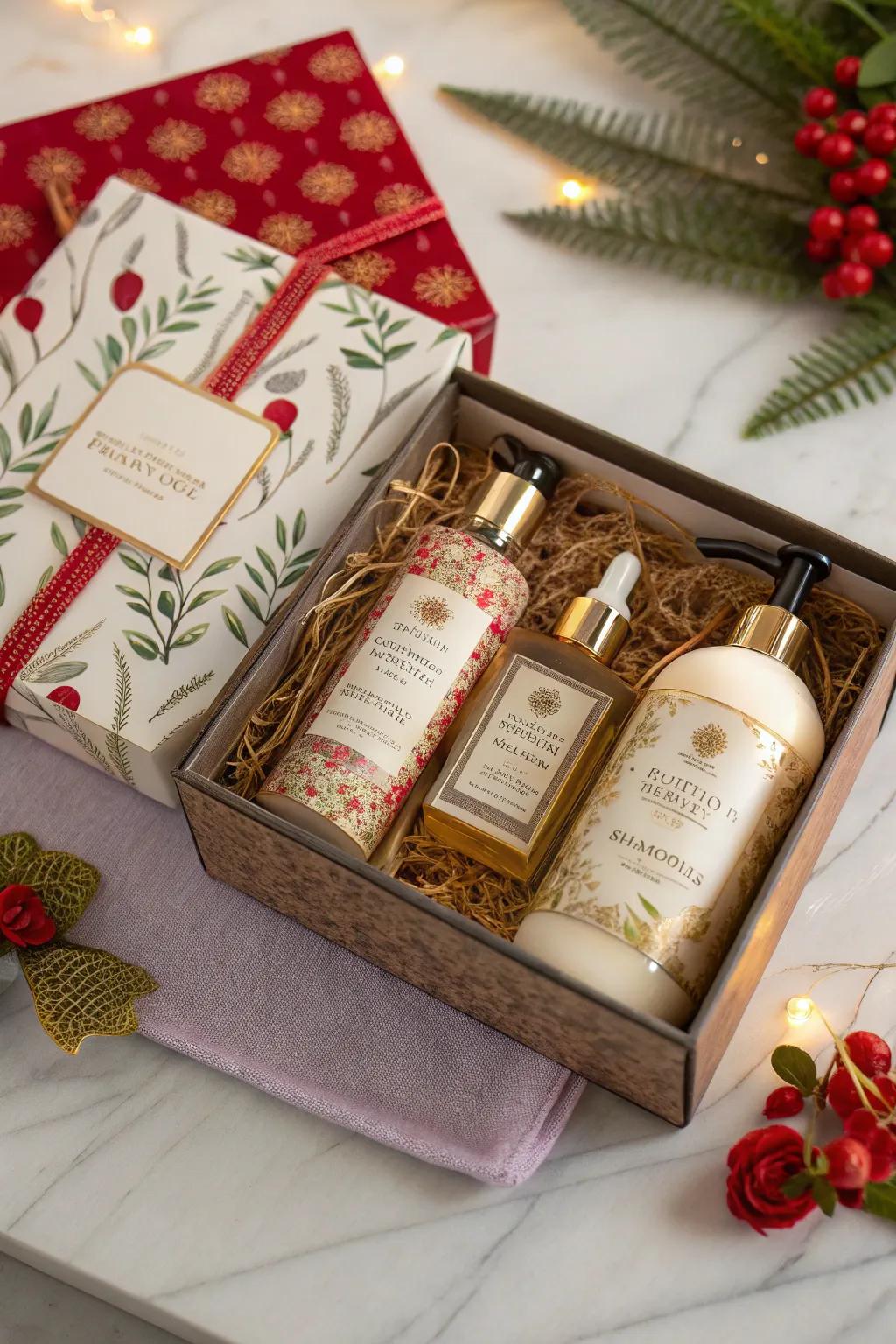 An opulent gift set combining hand soap with related items