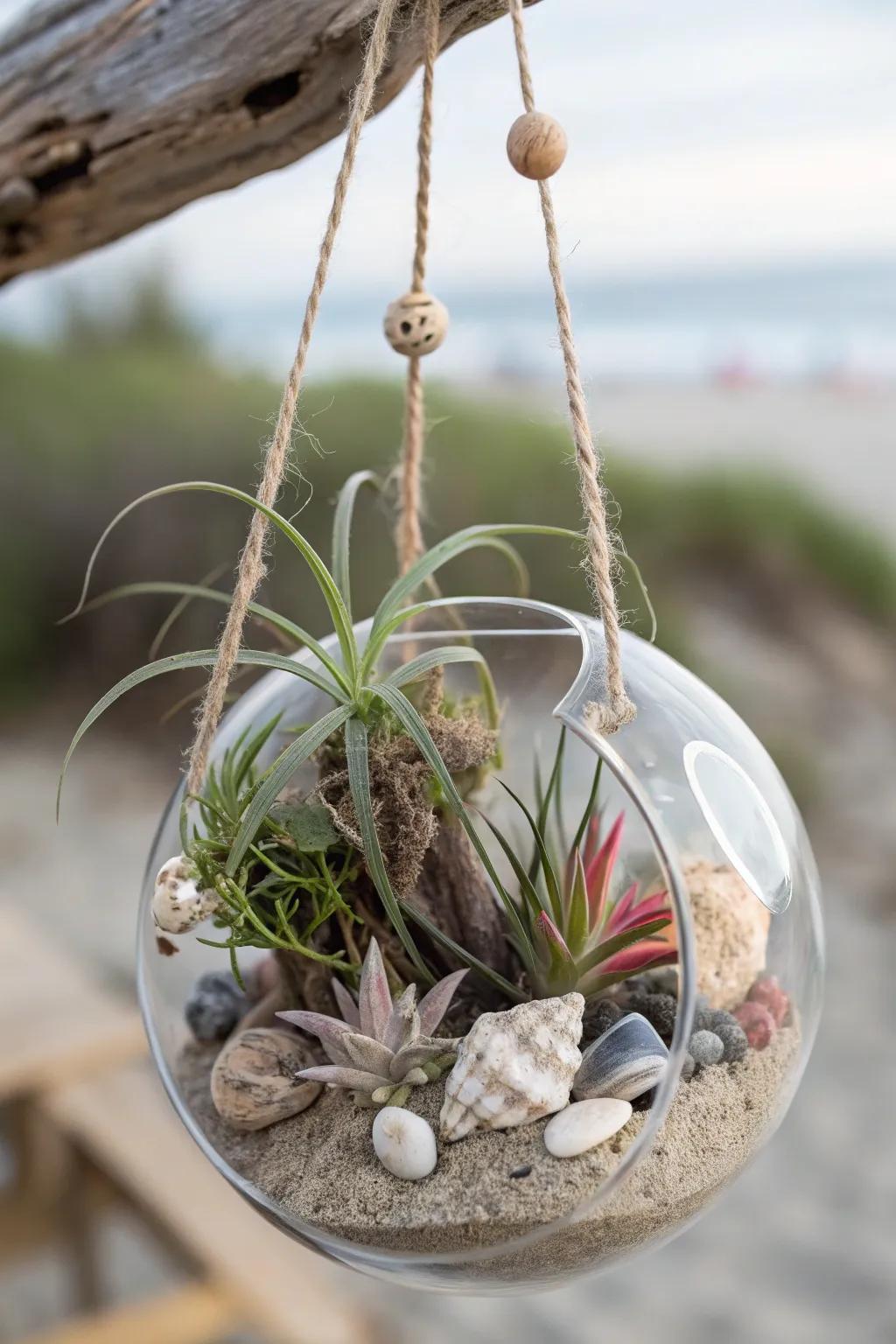 Beachwood and air ferns for a charming beachy planter.