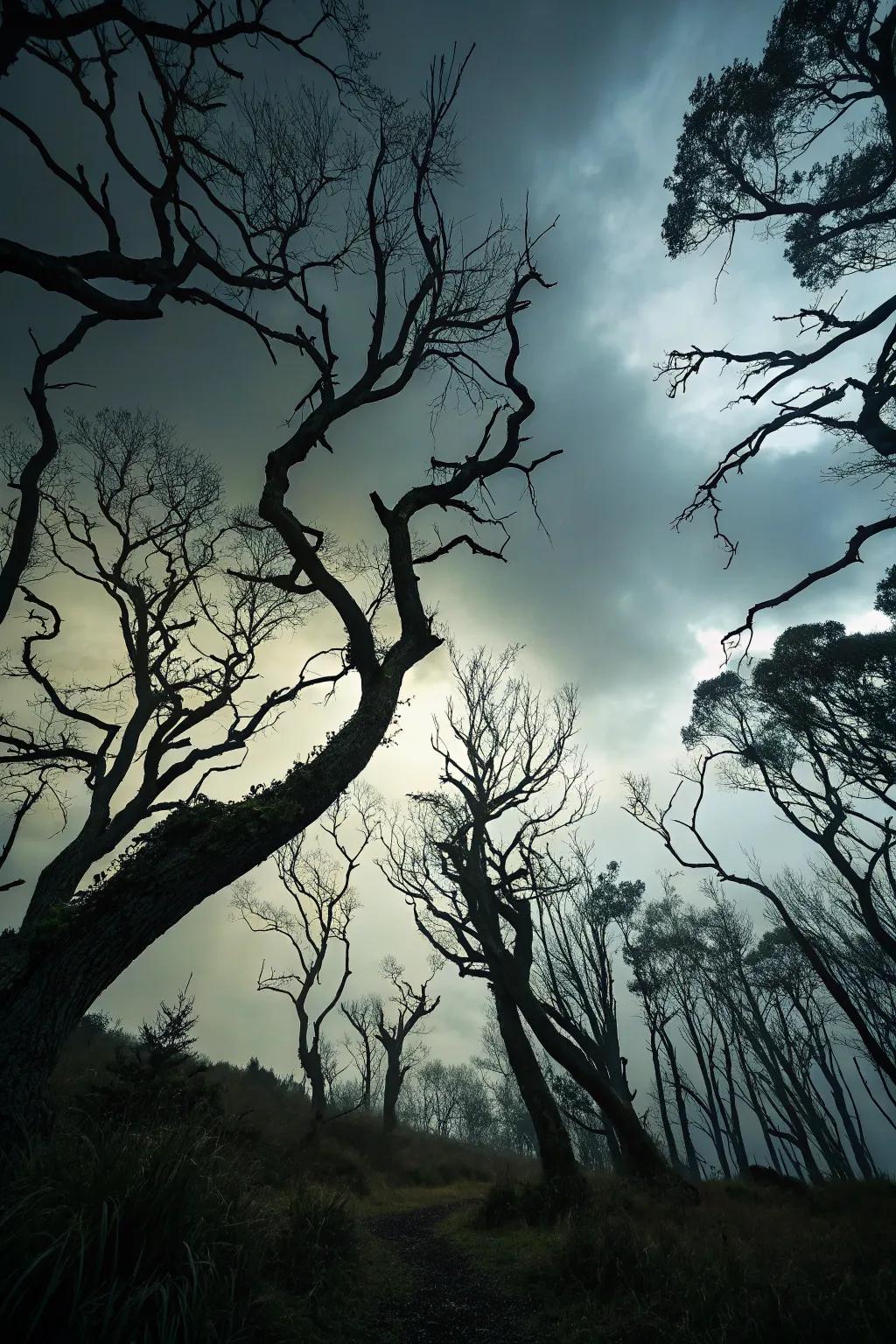 Creepy branches and trees poster adding a chilling accent.