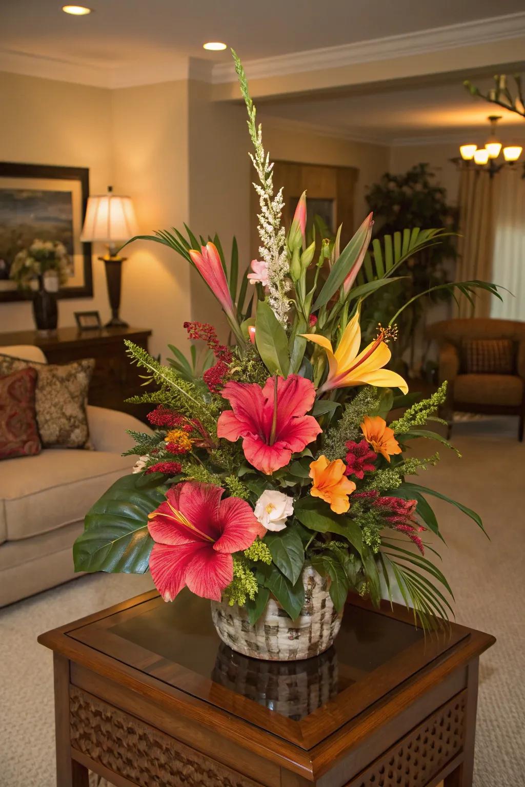Bright blooms bring a tropical allure to any space.
