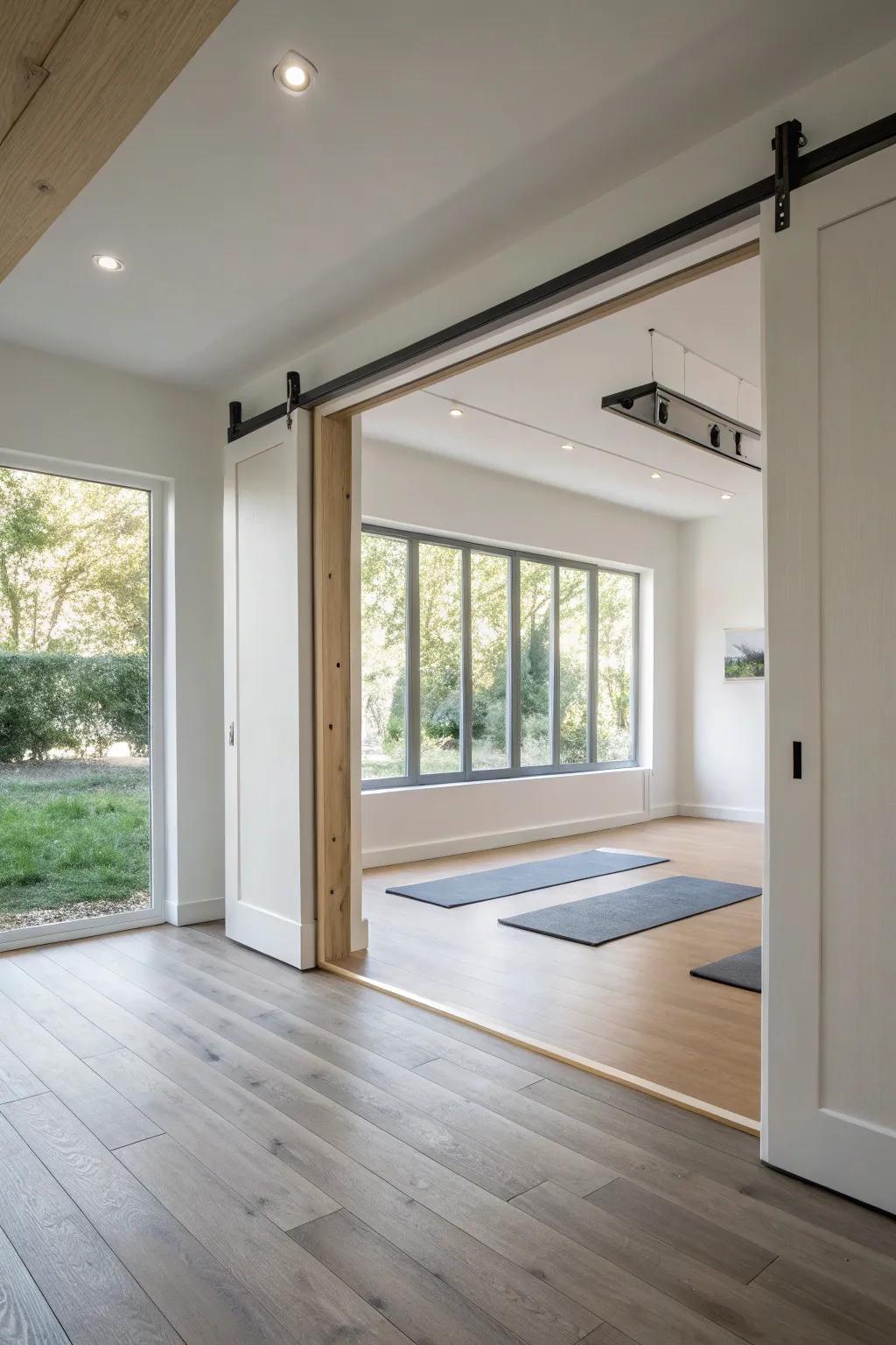 Pivoting walls offer a sleek solution for hiding secret spaces.