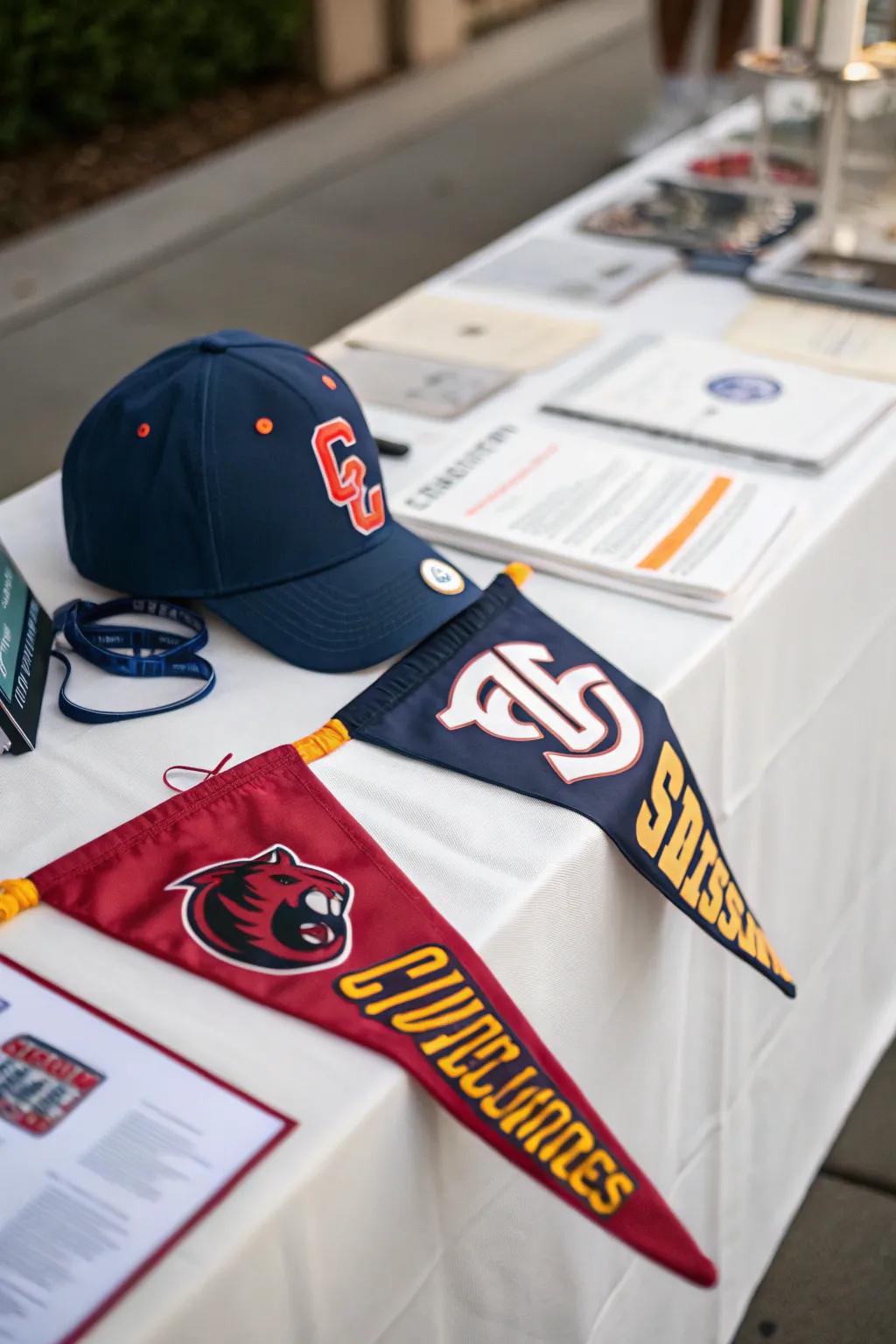 Team branding emphasizes school devotion.
