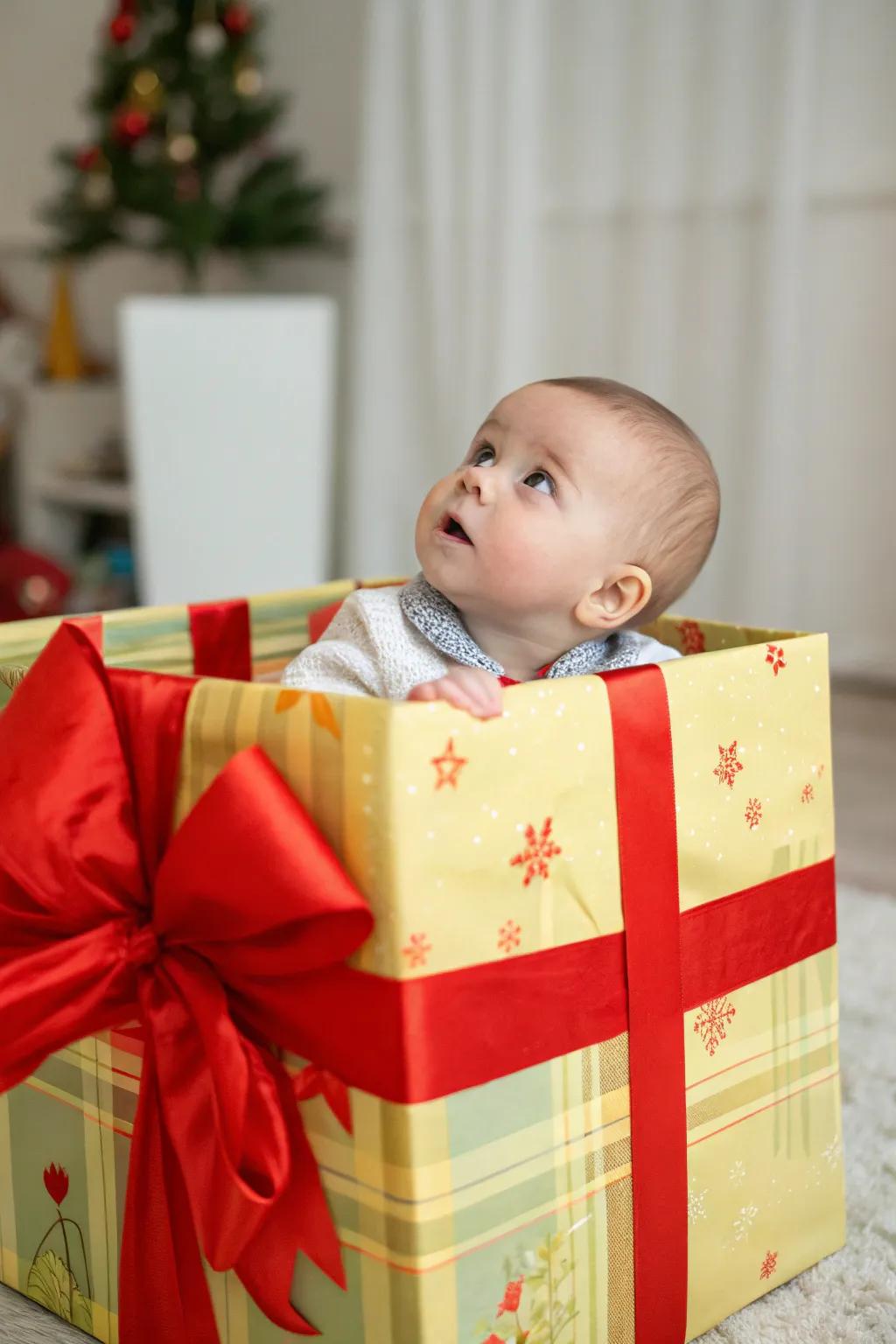 Your little one as the most treasured gift beneath the tree.