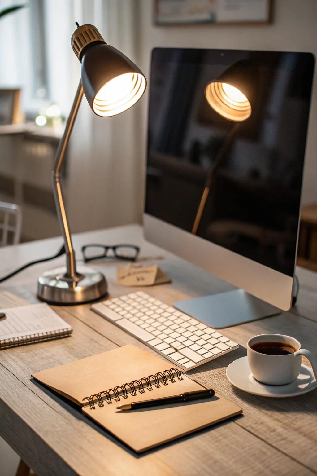 Concentrate light precisely where needed using a traditional desk lamp.