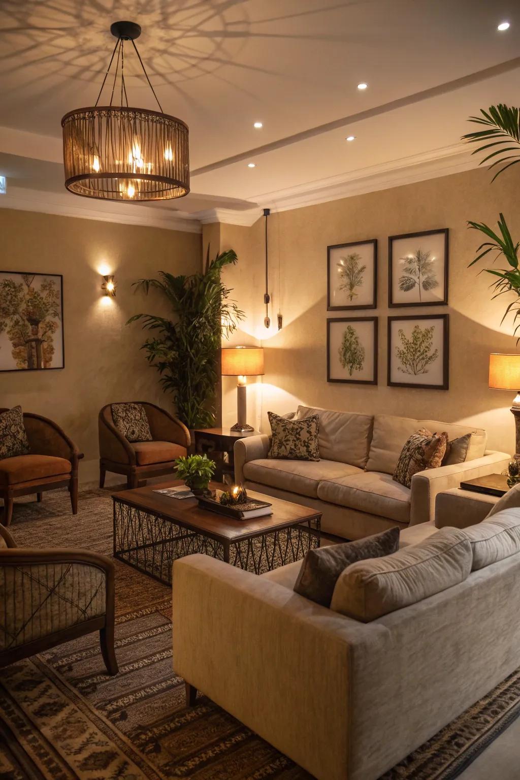 Set up a sitting room that encourages warmth and relaxation.