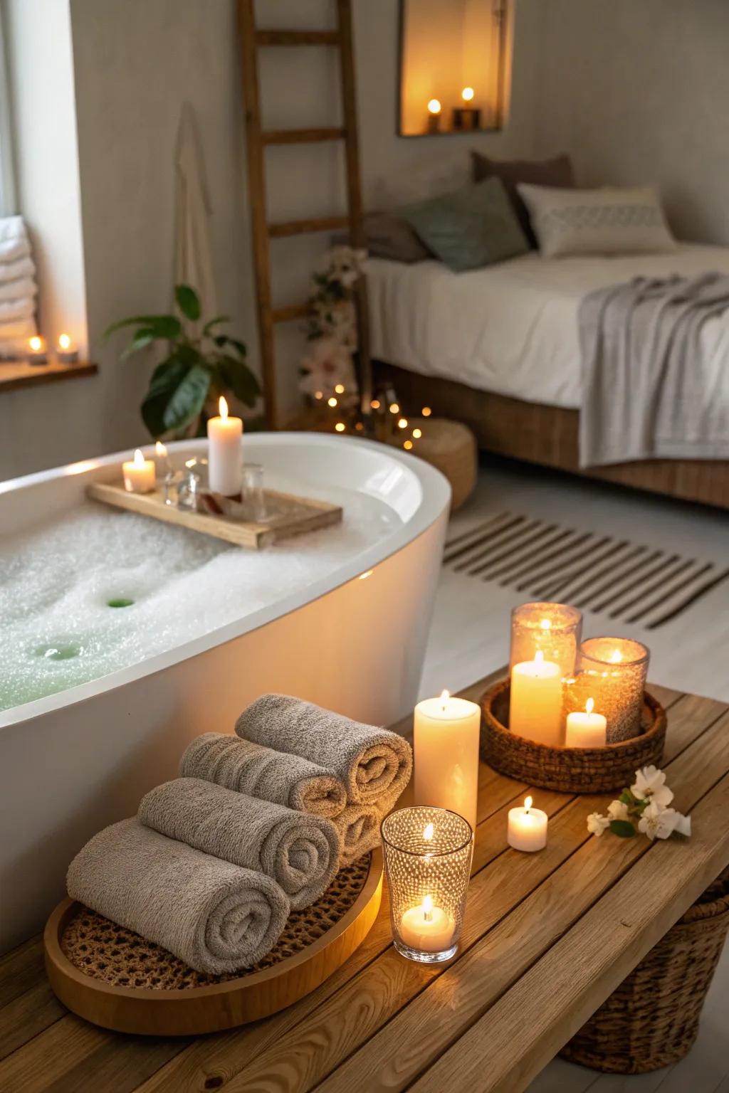 Create a soothing ambiance with flame light.