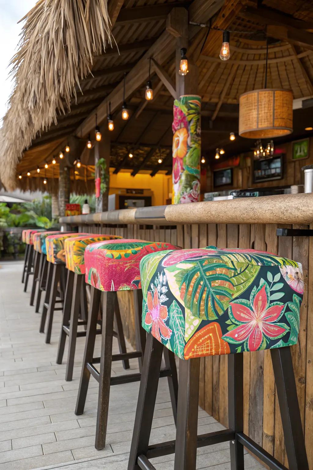 Introduce a burst of color through vibrant bar seats.