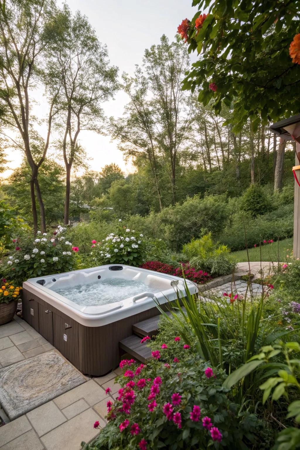 Engross yourself in the natural world with a beautifully landscaped spa setting.