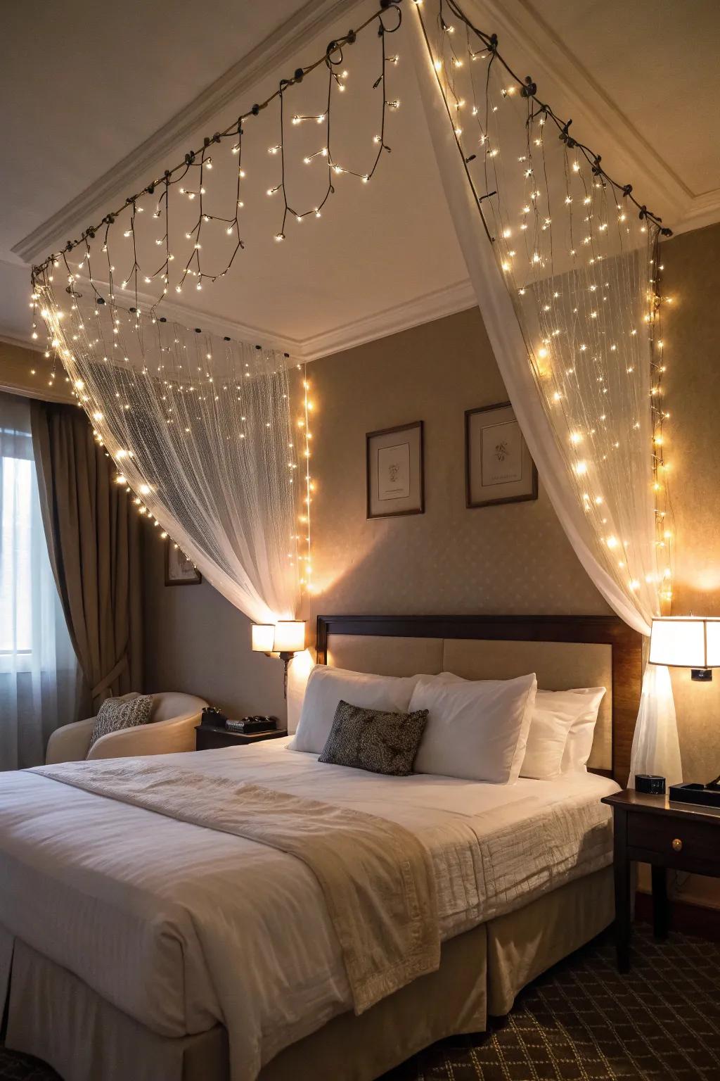 Set a cozy and magical atmosphere with fairy lights.