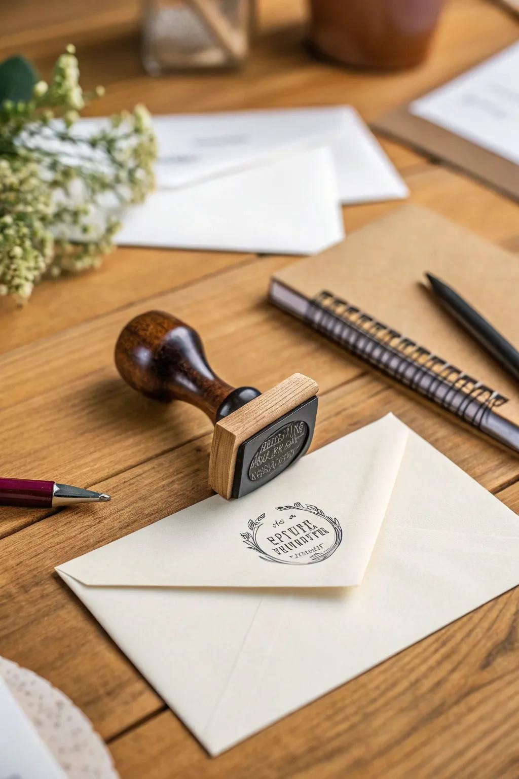 A personalized return address imprint, ideal for home correspondence.