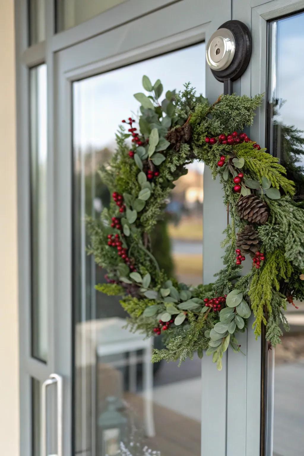 Exhibiting garlands on glass doors is made simple with suction cups.