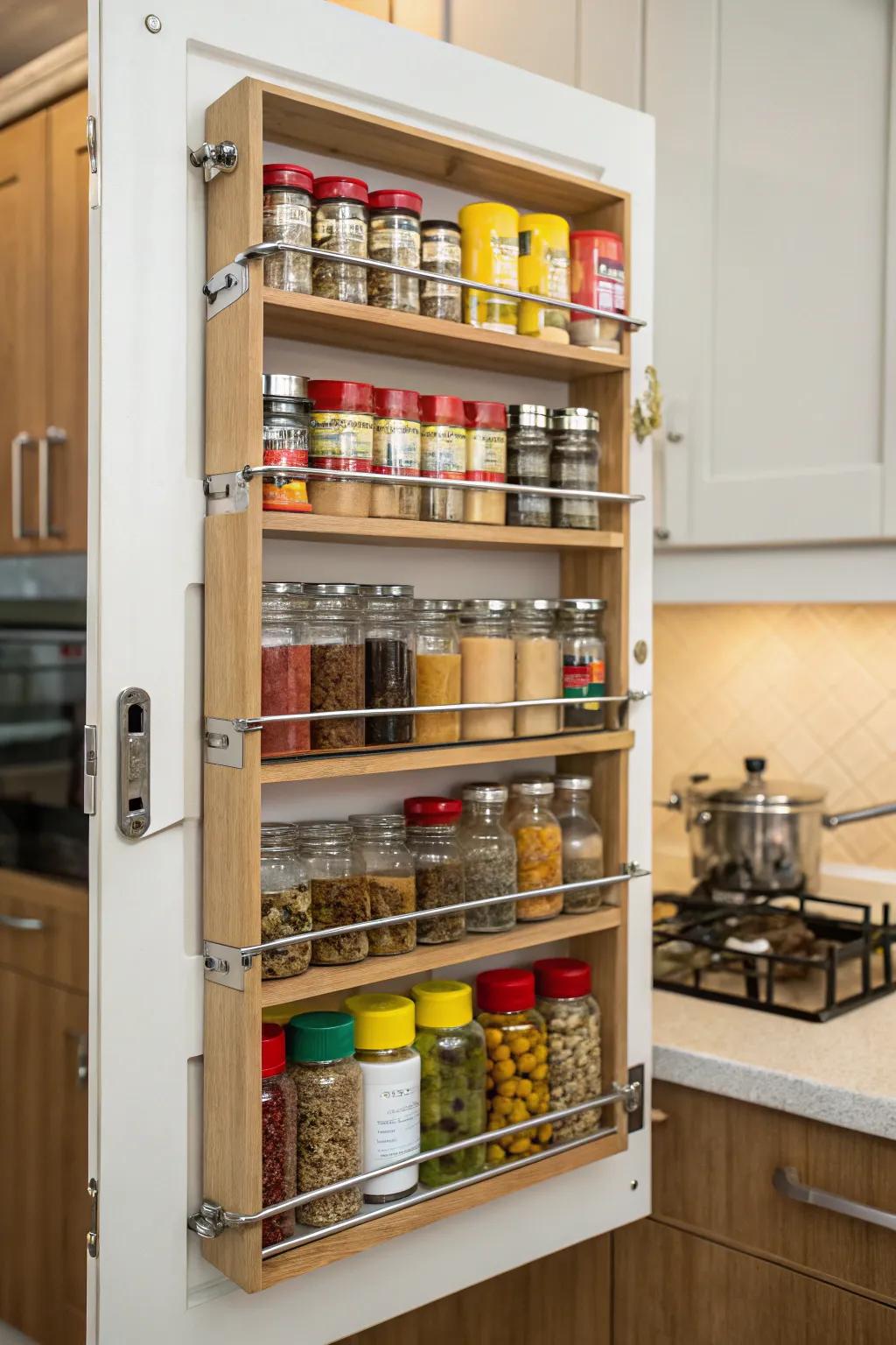 Door shelves fully utilize the space in your kitchen.
