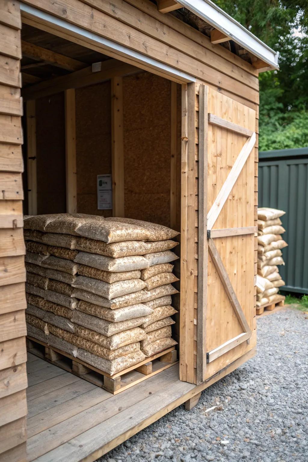 Skids provide a straightforward yet effective method to elevate wood pellets and keep them dry.