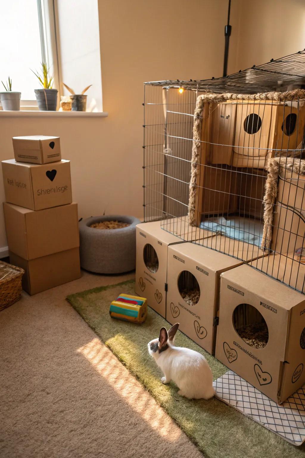 Tunnels and hideouts provide a safe haven for your rabbit.