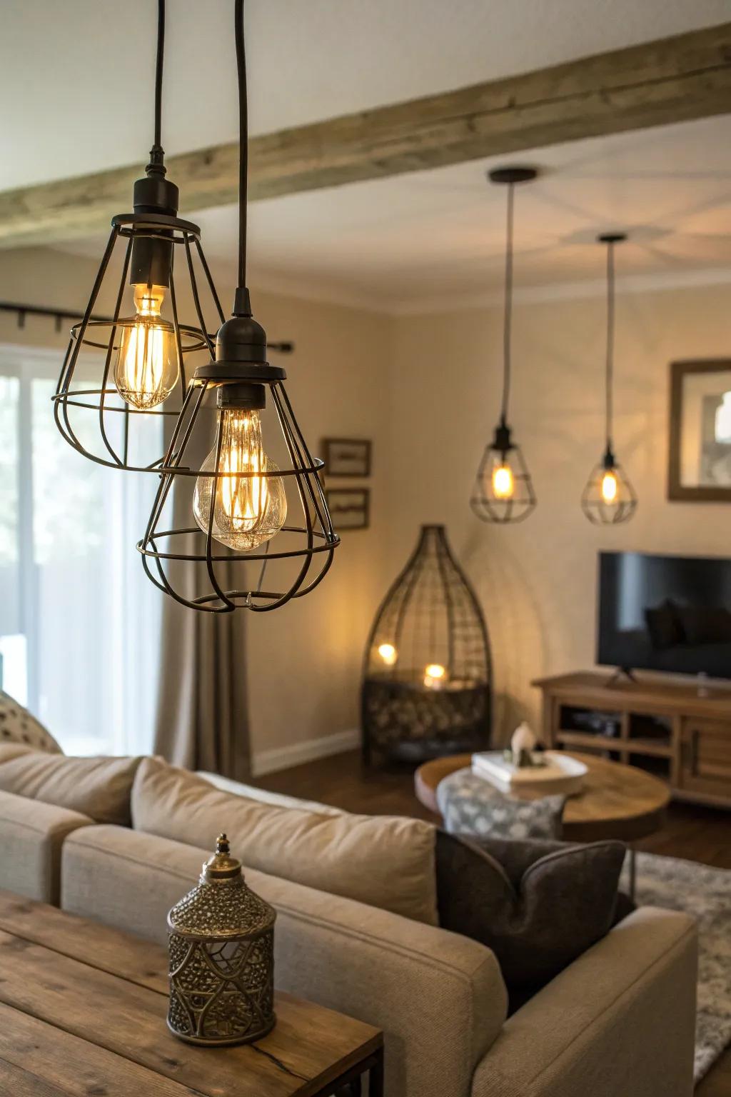 Industrial lighting adds distinctiveness and atmosphere.
