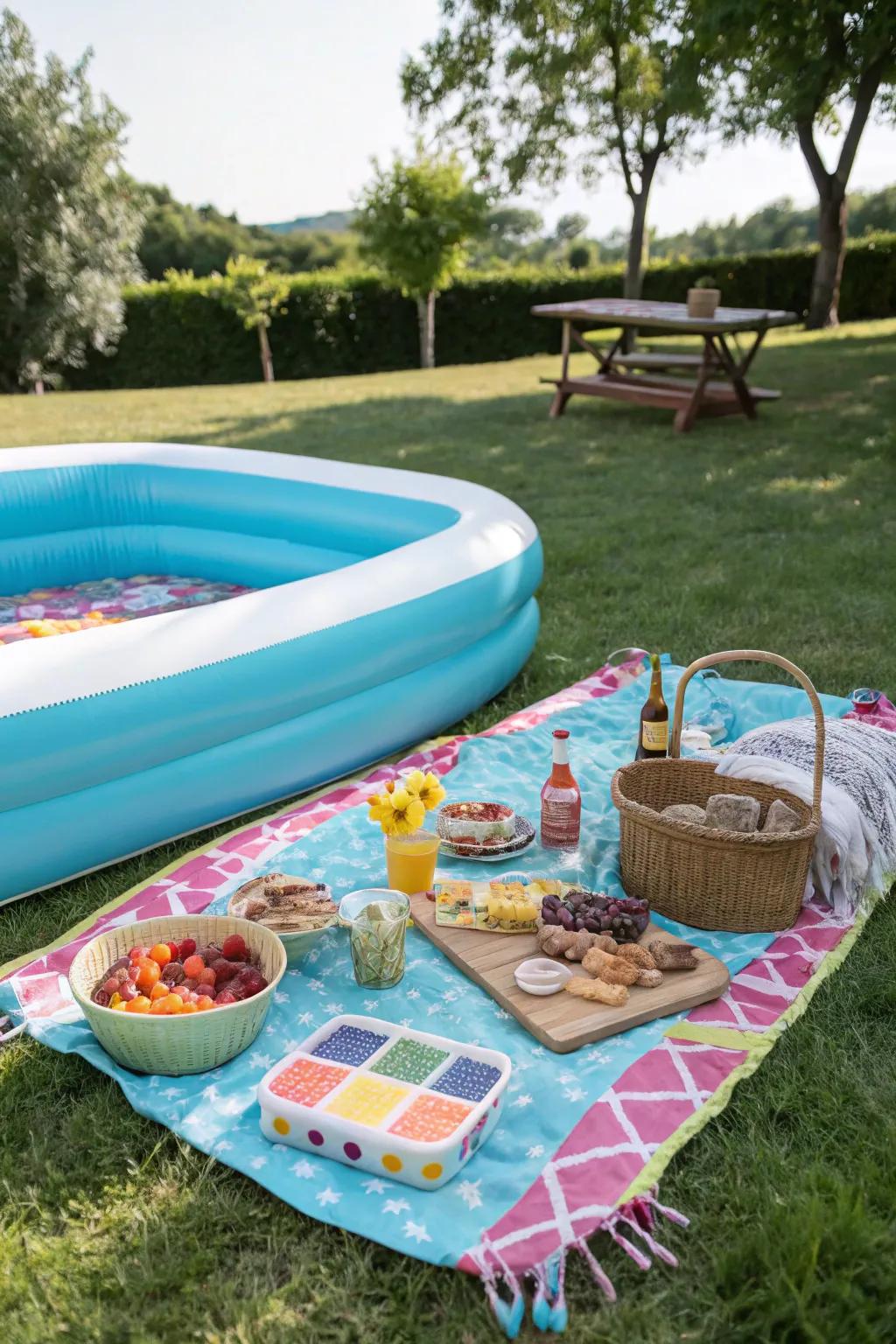 A lovely poolside picnic for bright, sunny afternoons.