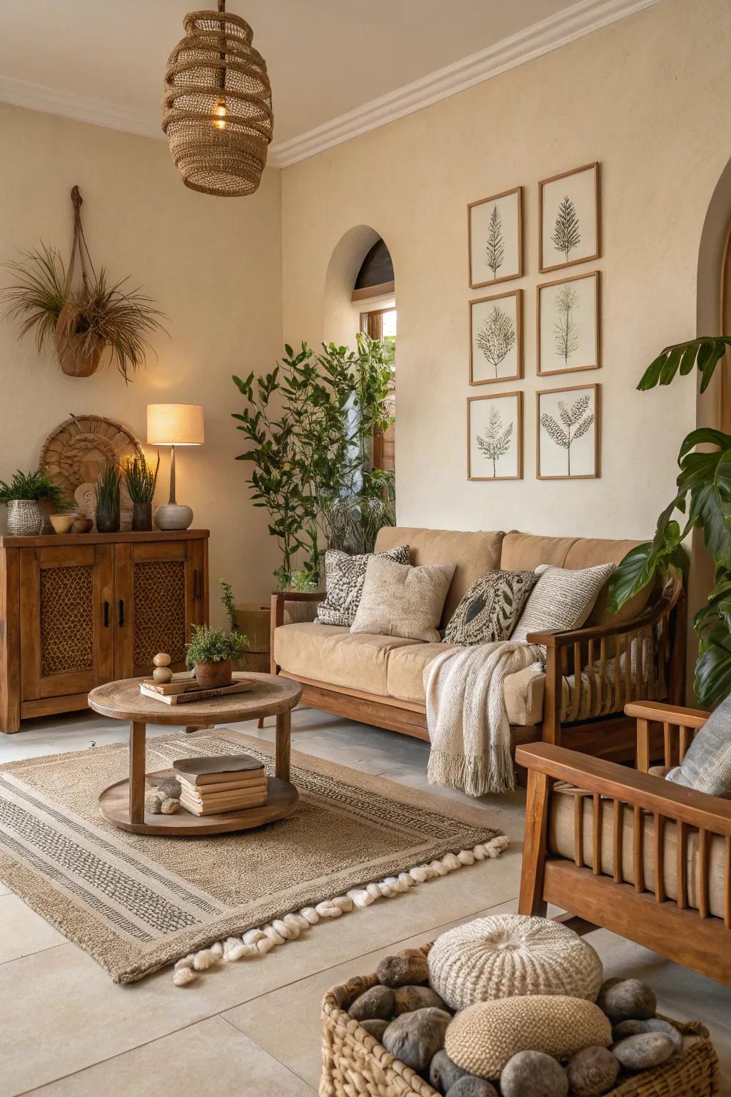 Neutral tones create a peaceful ambiance.