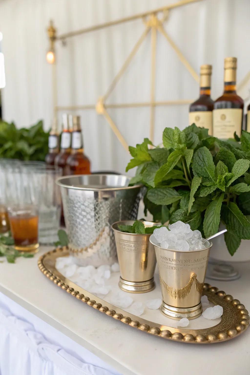 An attractive mint refresher station designed for guest satisfaction.