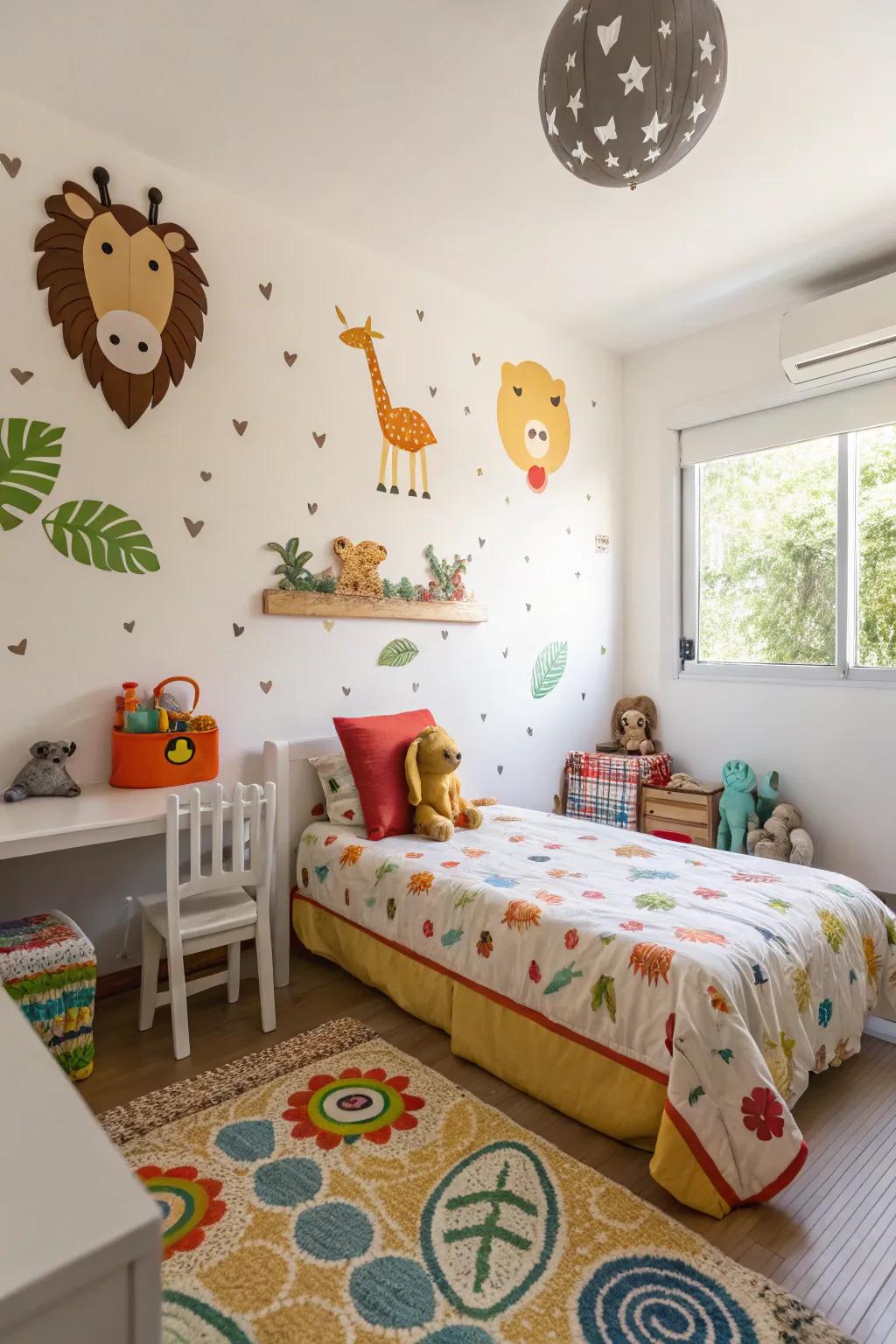 Playful decorations add charm and fun to the area.