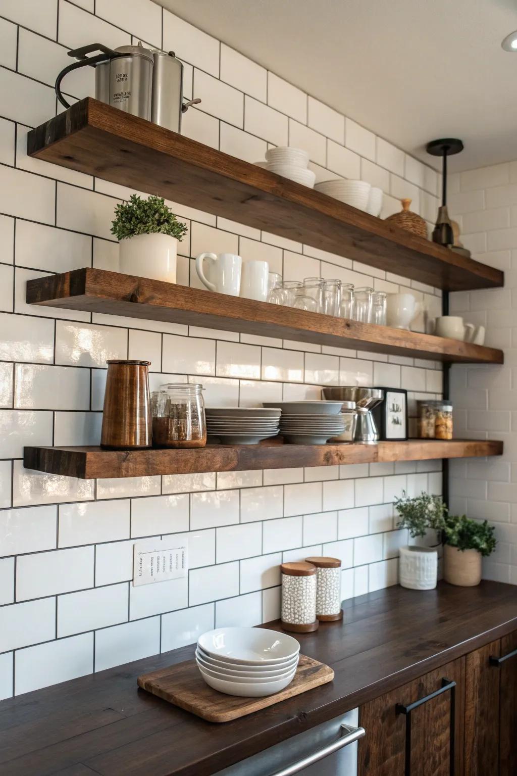 Contrasting colors make your shelves pop.