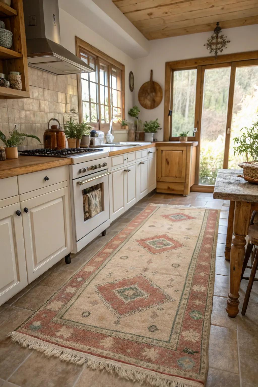 Classic rugs saturate kitchens with enduring allure and coziness.