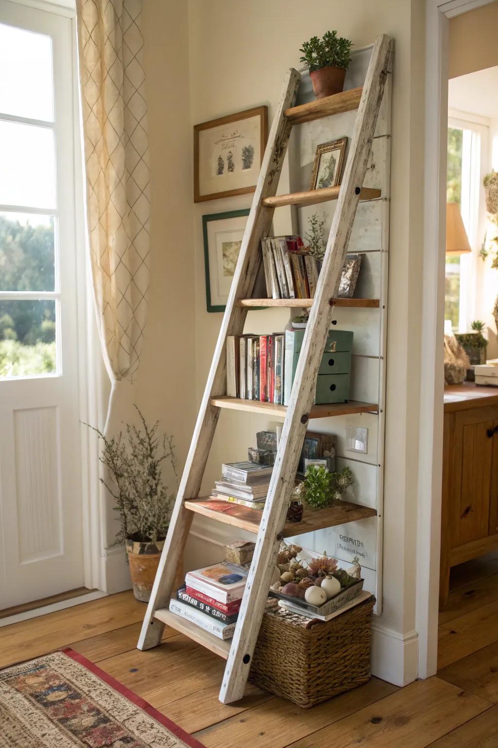A ladder display structure enhances both style and space.