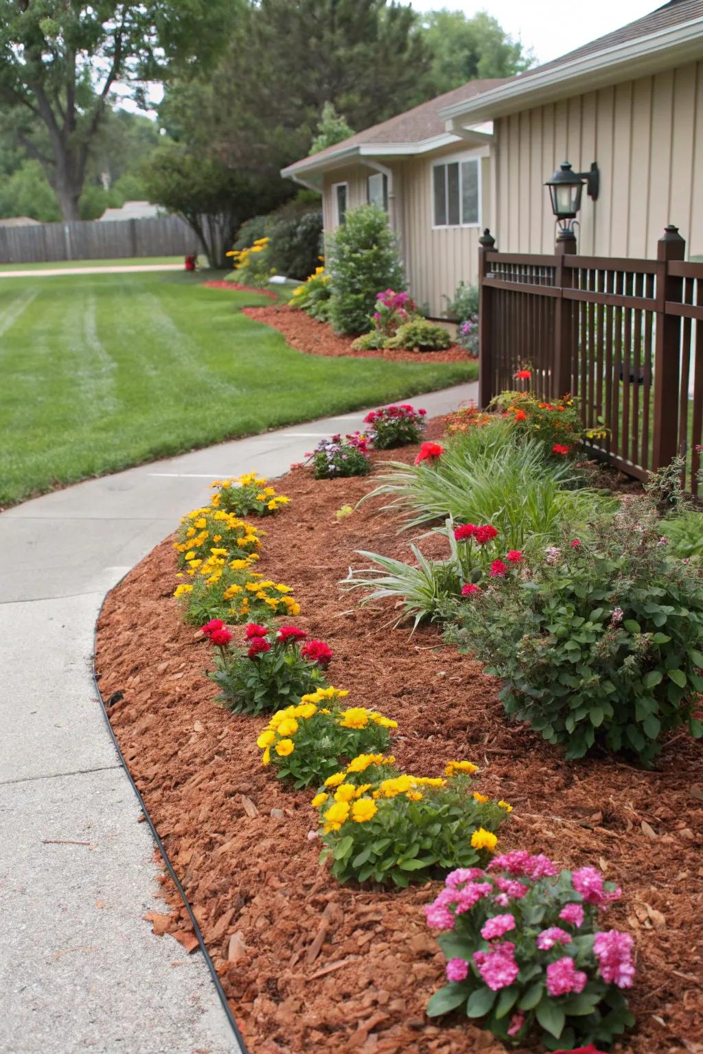 Mulch gives a neat finish to the garden while aiding in moisture retention.