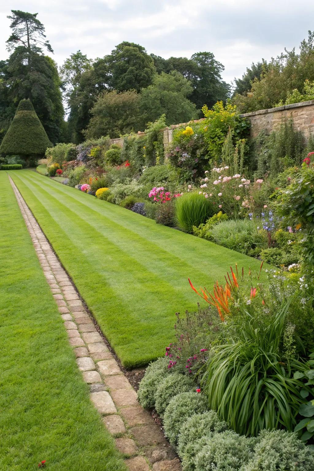 A well-groomed lawn offers a neat and welcoming base for your garden.