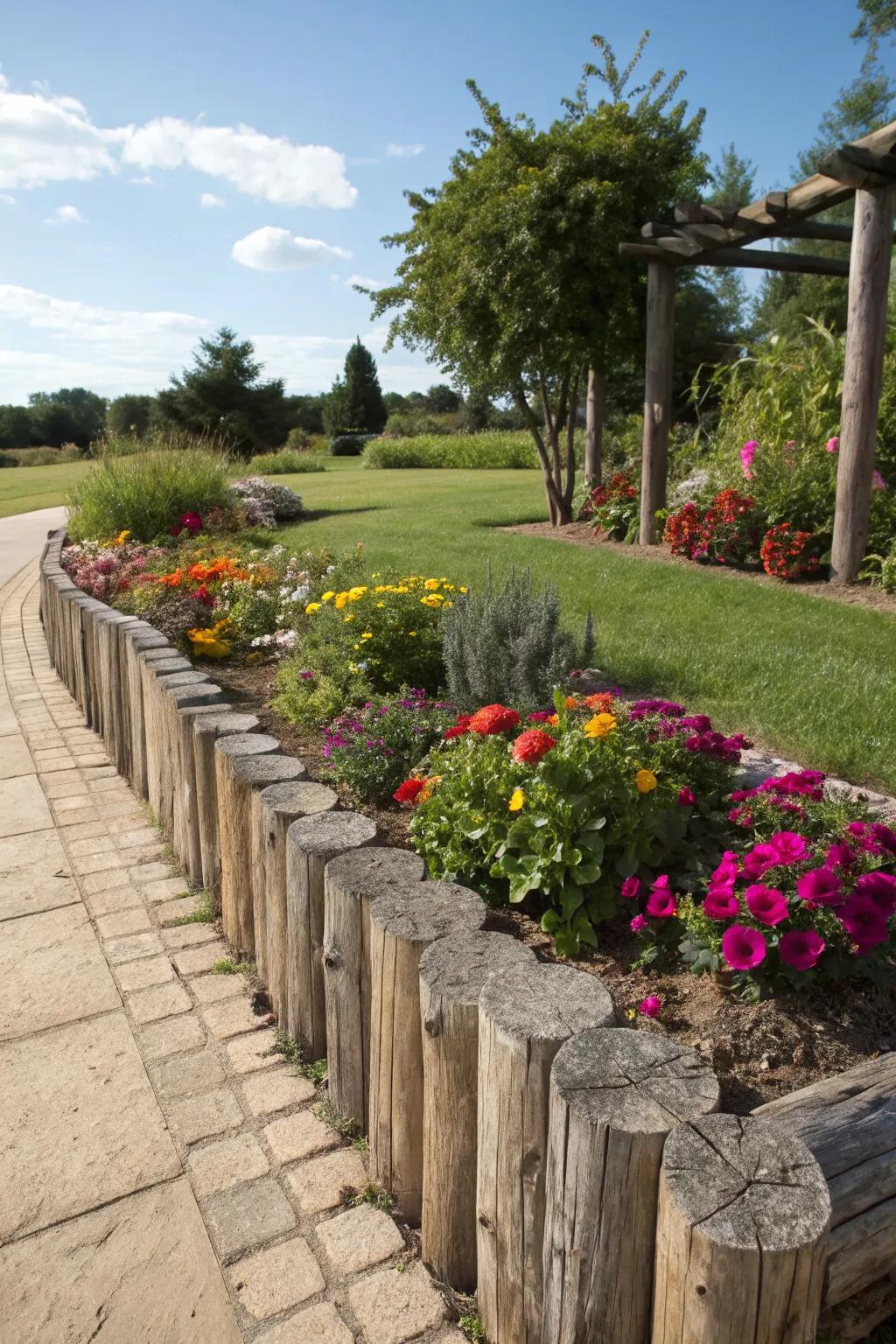 Vertical timber borders create a breathtaking frame for your garden.