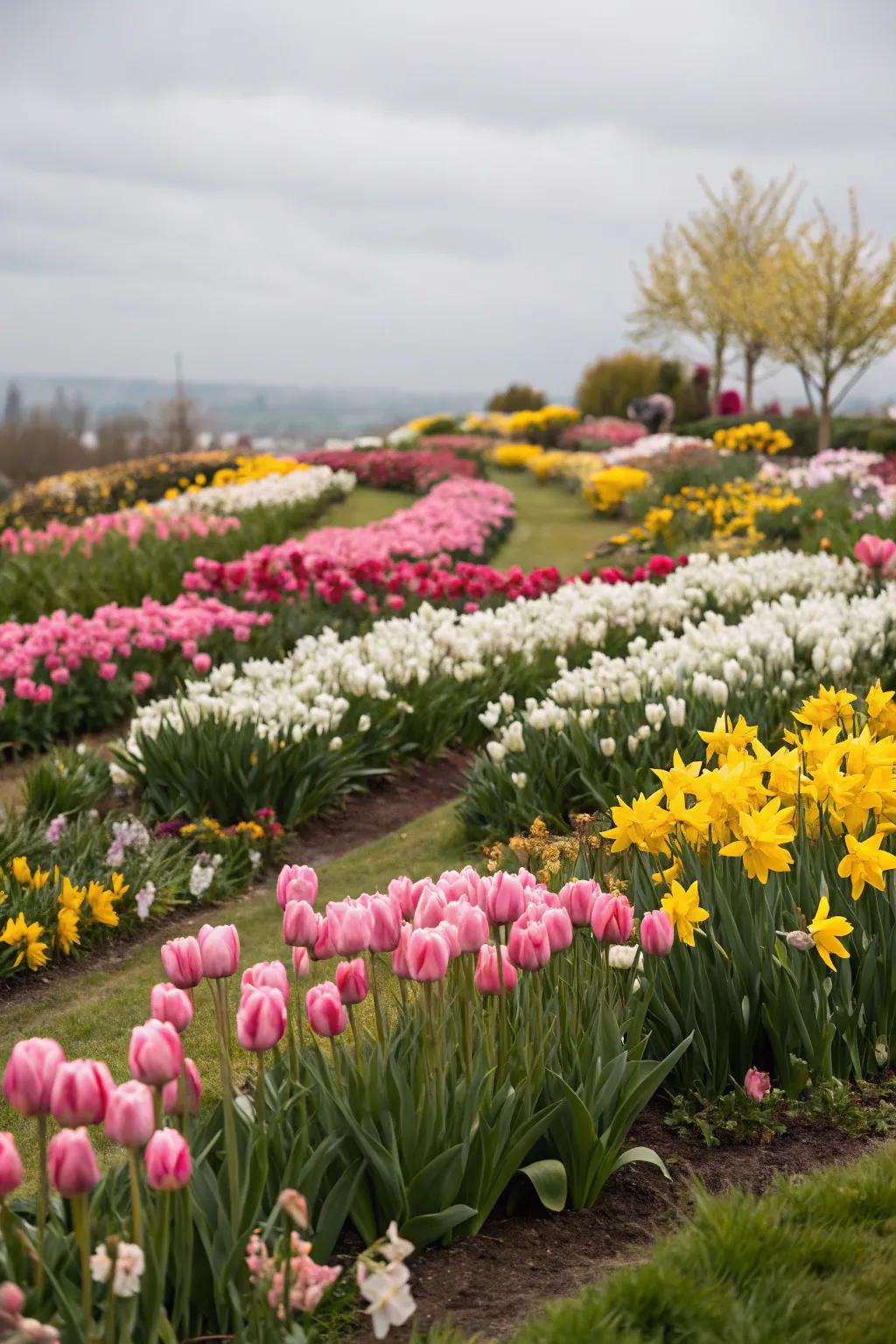 Layered flower spaces with a mix of <strong>blossom rockets</strong>, <strong>golden trumpets</strong>, and other spring flowers.” loading=”lazy” class=”pimg”>
	</picture><figcaption>Layered flower spaces with a mix of <strong>blossom rockets</strong>, <strong>golden trumpets</strong>, and other spring flowers.</figcaption></figure>
<p>Design layered flower spaces by planting <strong>blossom rockets</strong> and <strong>golden trumpets</strong> with other spring blossoms. This method introduces structure and depth, making your garden look fuller and more lively.</p>
<h3>Explore these options:</h3>
<ul class=