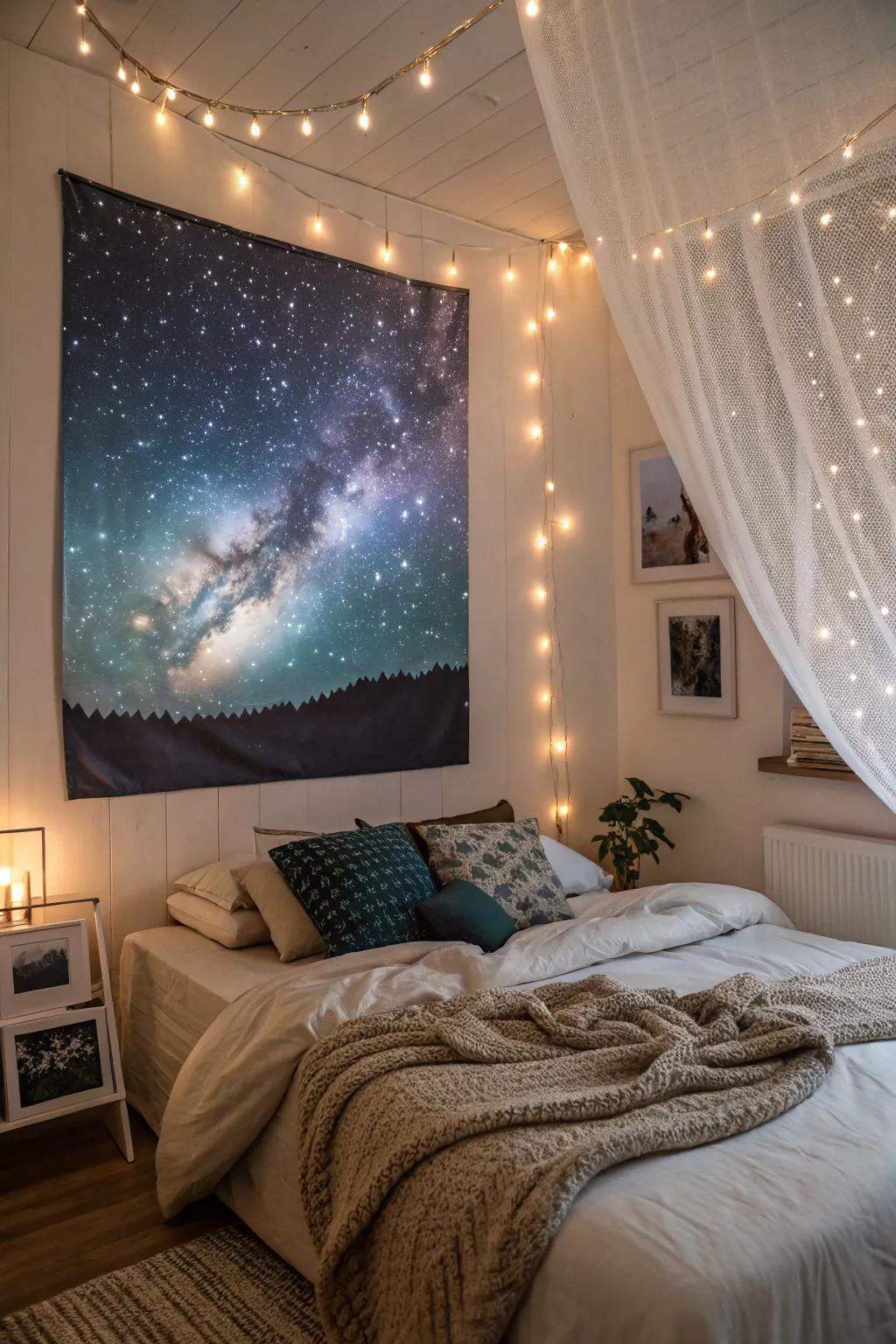 A galaxy-themed painting brings a touch of the cosmos into your space.