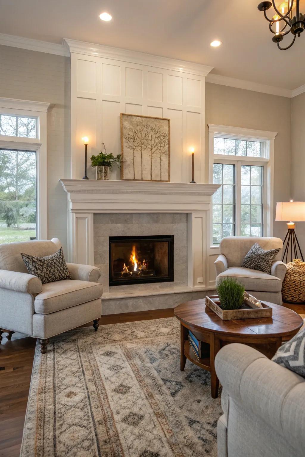 A hearth serving as an inviting anchor.
