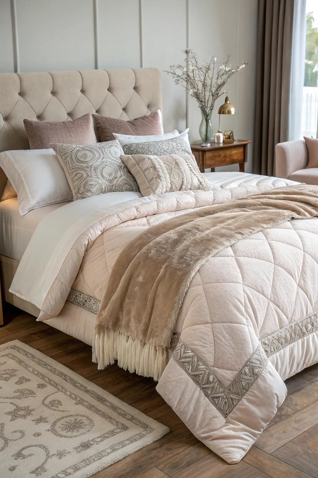 A plush duvet that enhances the warmth and style of the bed.