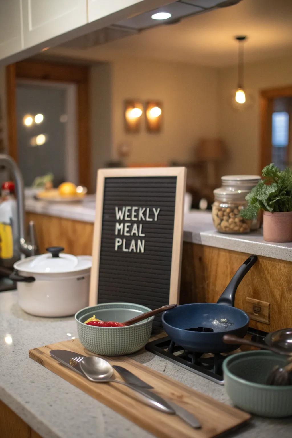 Plan your meals elegantly with a letter board gracing your kitchen.