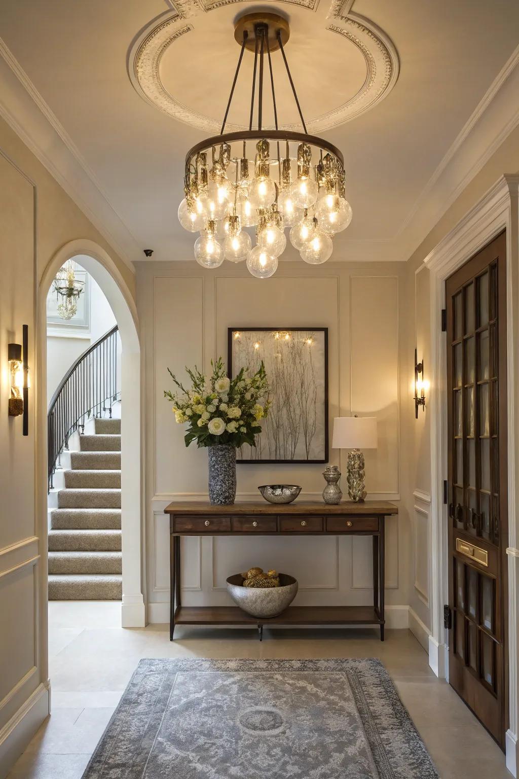 Clustered bulbs make a striking statement in your entryway.