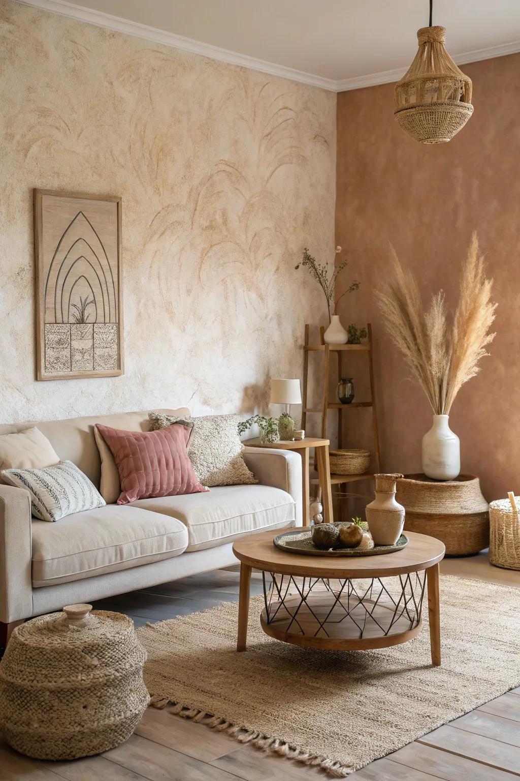 Down-to-earth palettes present a soothing and multifaceted framework.