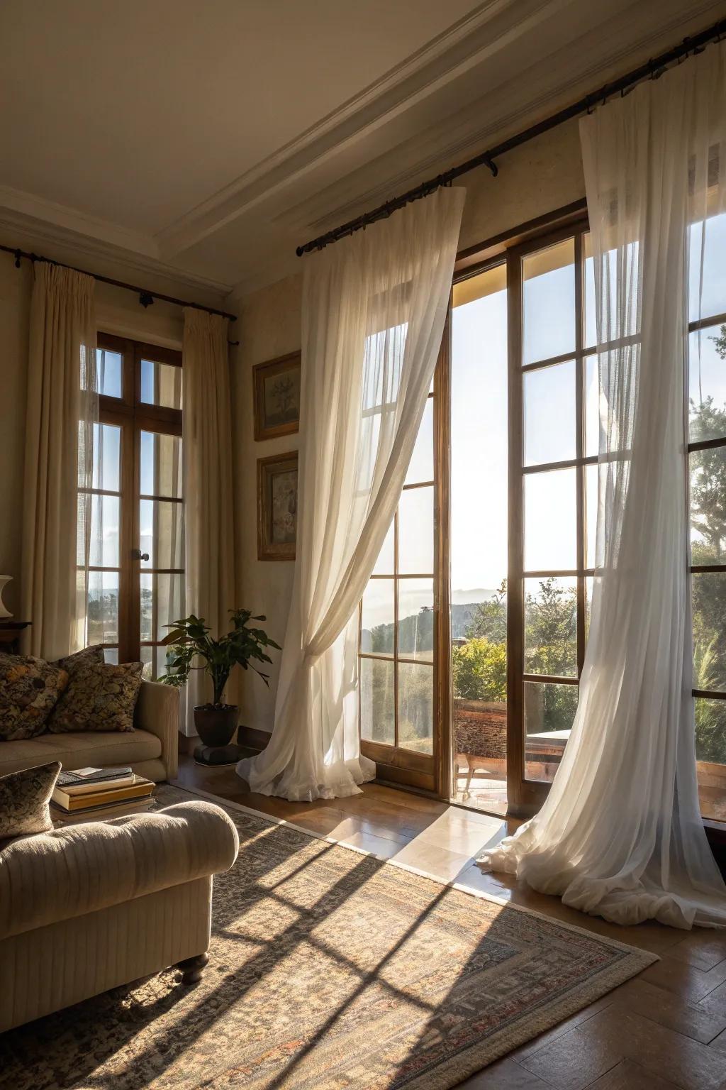 Delicate panels construct a bright and breezy living space.