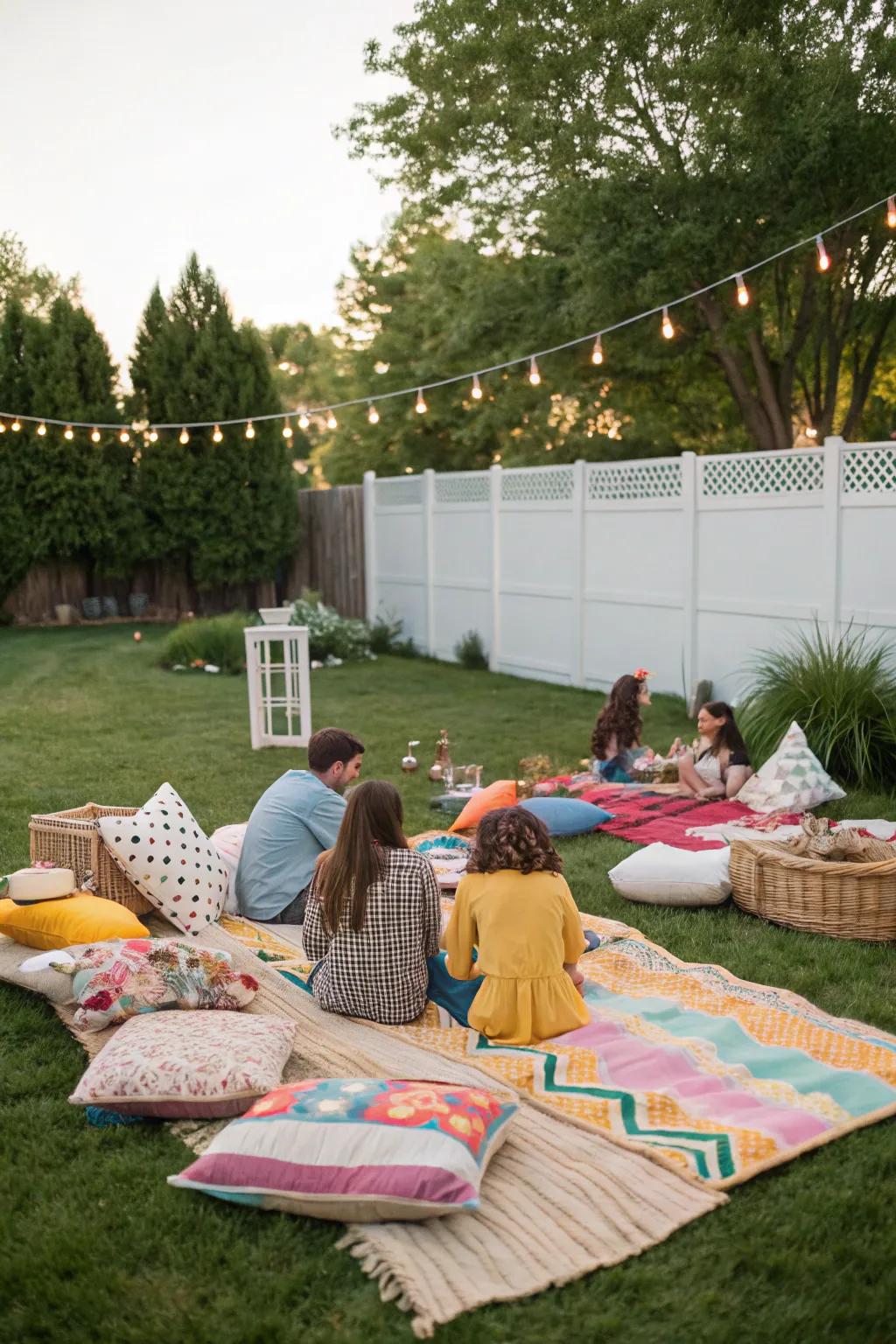 Design a restful picnic zone for your guests&rsquo; enjoyment.