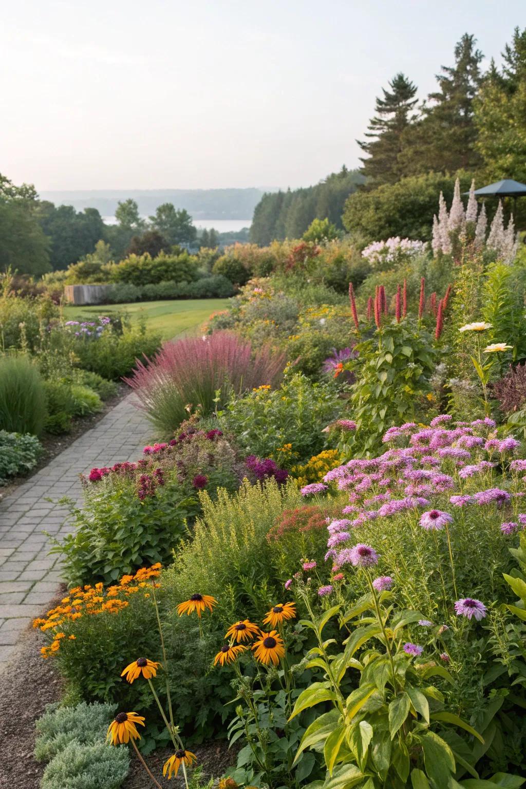 Staggered planting gives depth and structure to the garden.