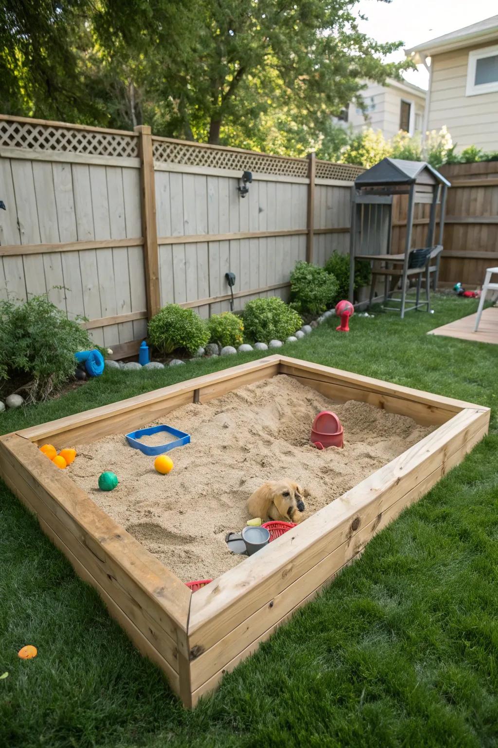 An exclusive sandbox designed for canines to revel in their innate digging instincts.