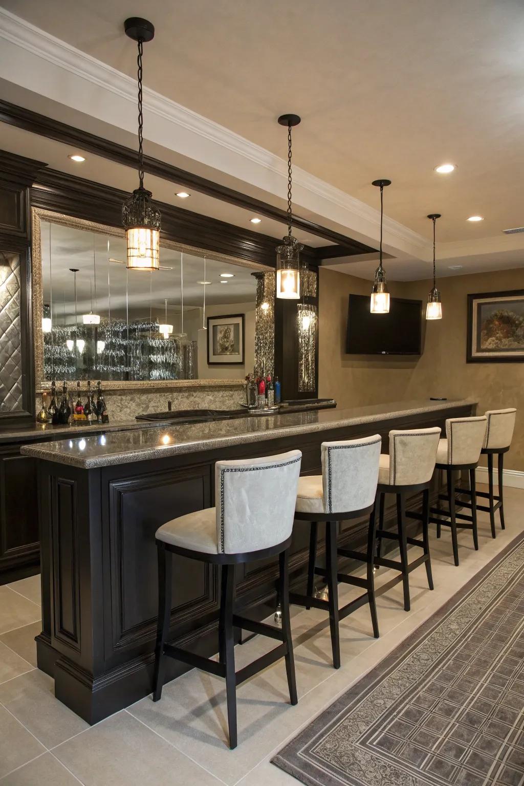 A customized bar turns your man cave into the heart of entertainment.