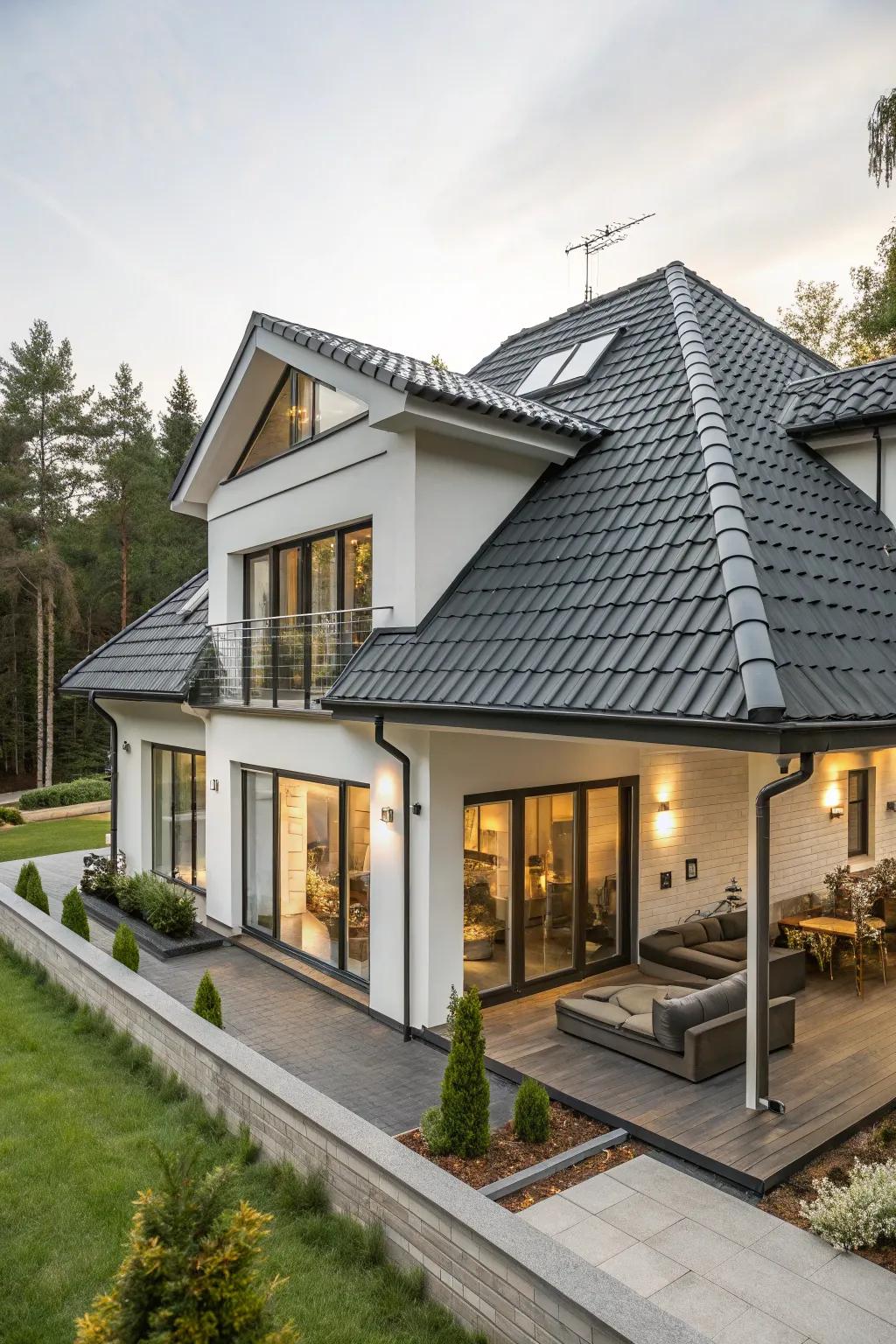 Neo sections propose a contemporary spin on this mansard roof.