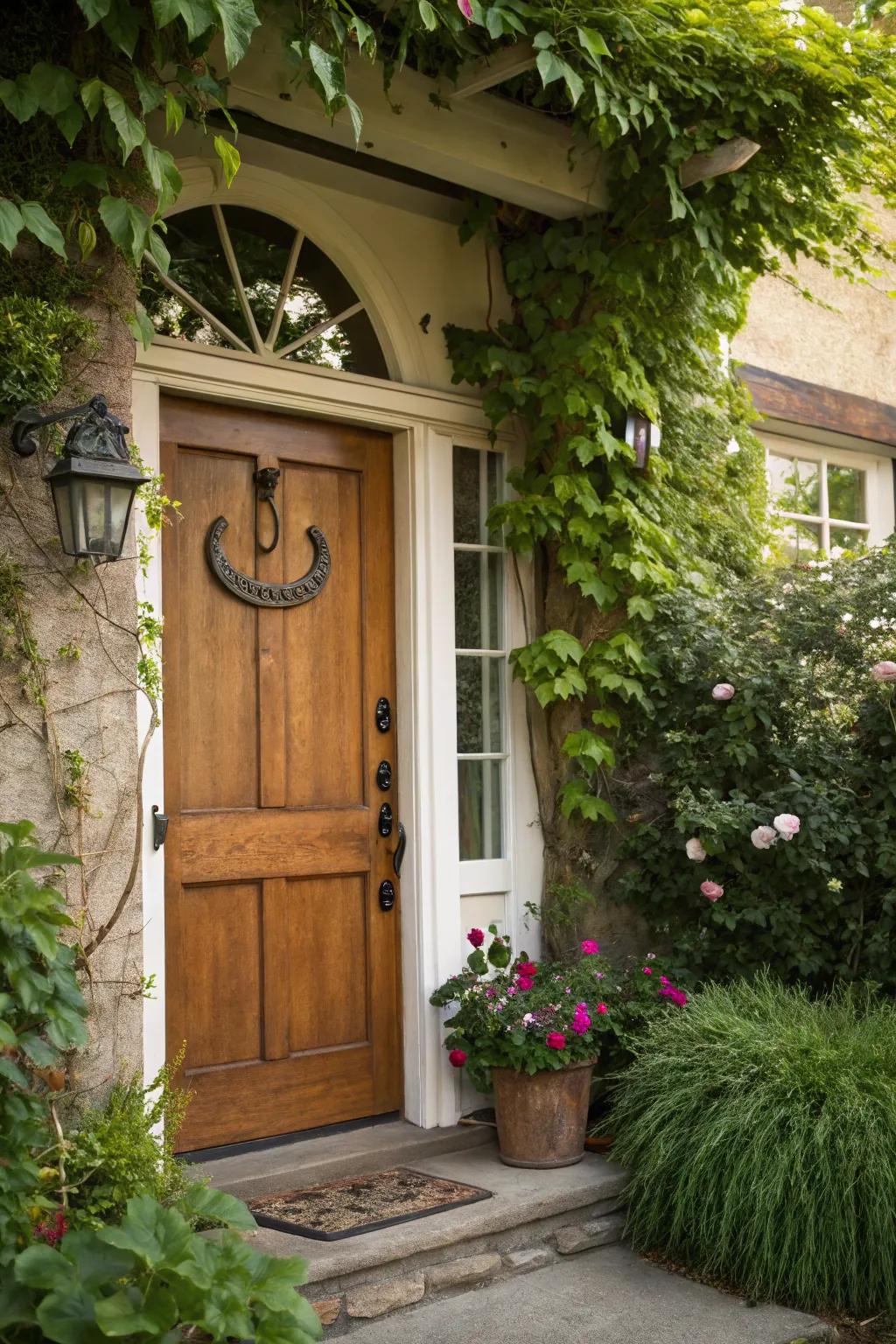 A prosperity horseshoe introduces a subtle indication of prosperity and charm.