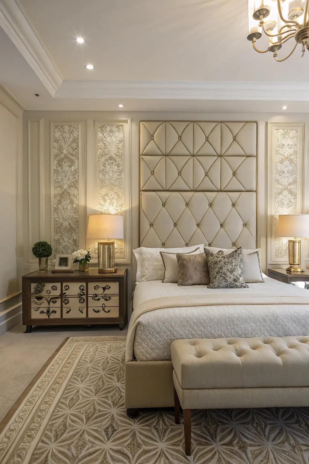 A well-balanced arrangement ensures a harmonious look for your headboard wall.
