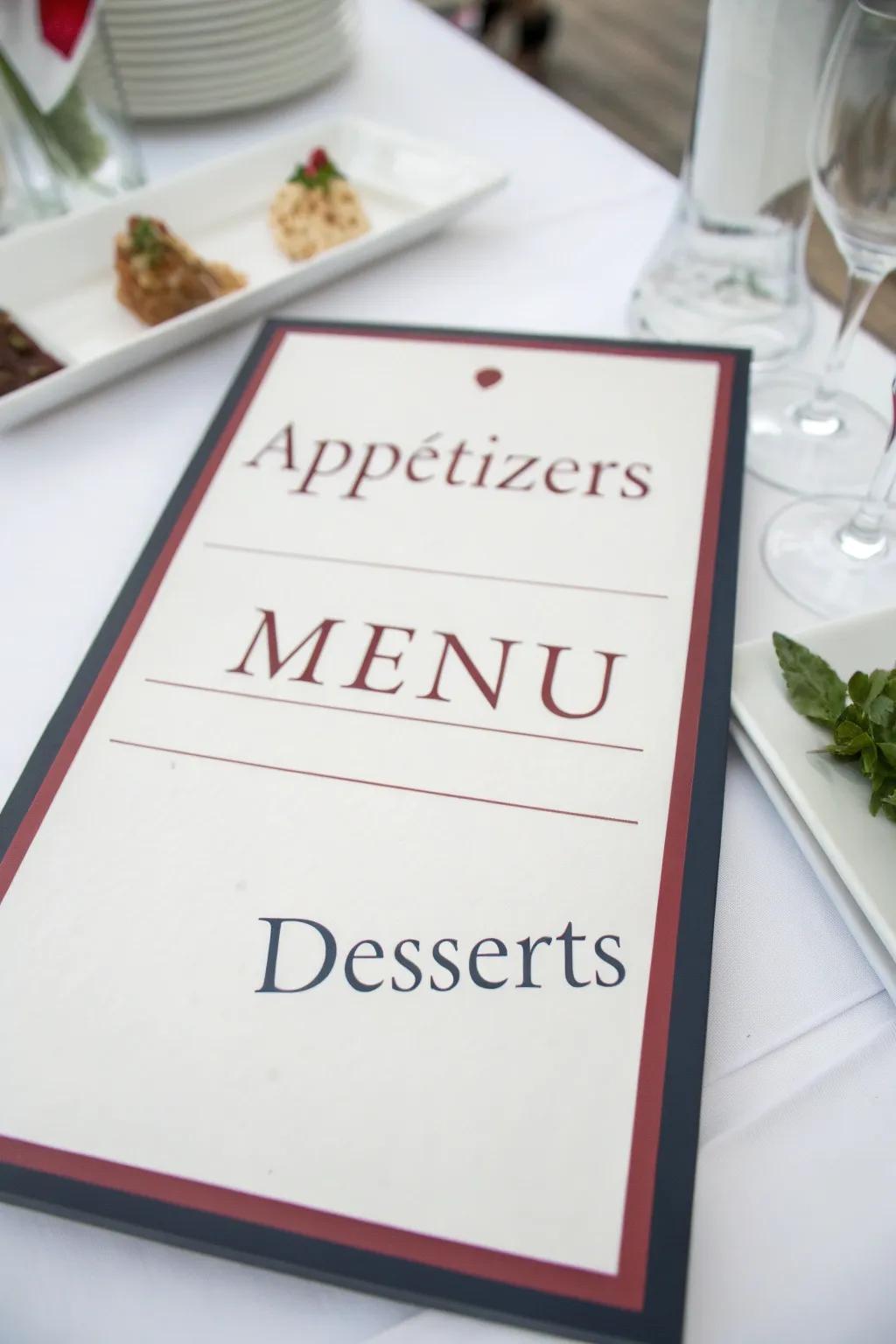 Typography can transform a menu into an easily navigable piece of art.