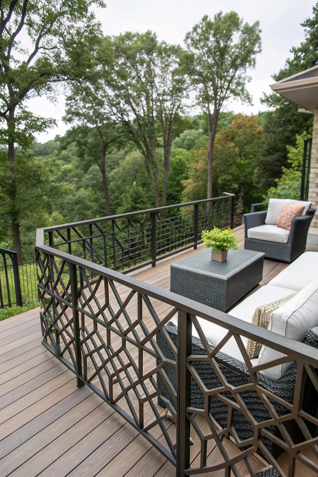 Geometric patterns add an artistic flair to your deck.