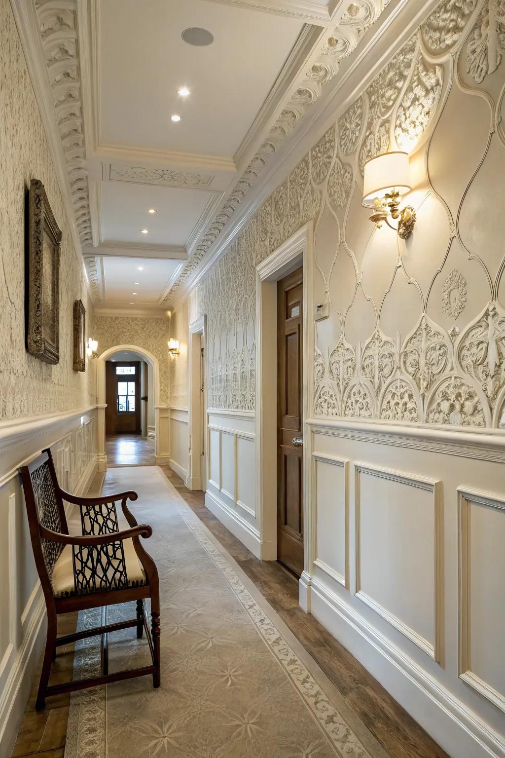 Enhancing spaces with structural elements around wall trims.