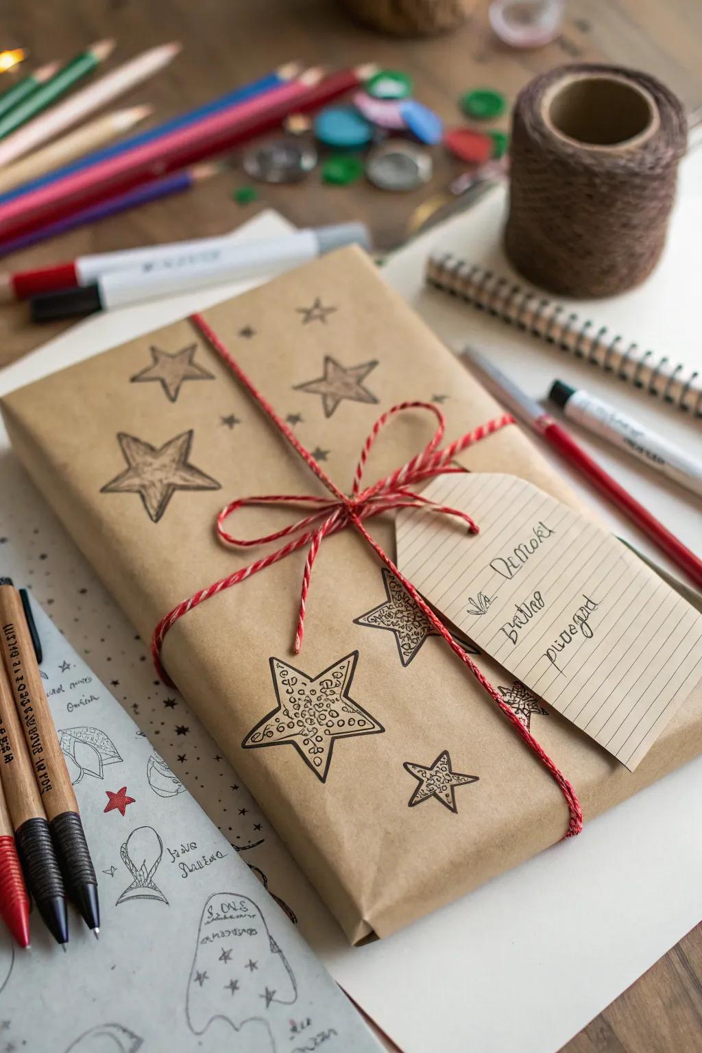 A personalized gift adorned with custom drawn features, ideal for a heartfelt festive surprise.