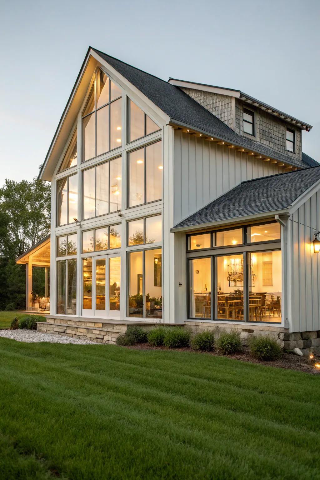 A luminous concept: Extensive windows that invite the outdoors into your living space.