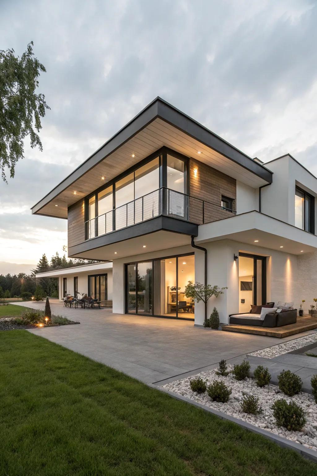 A modern house featuring a streamlined flat roof for a current look.